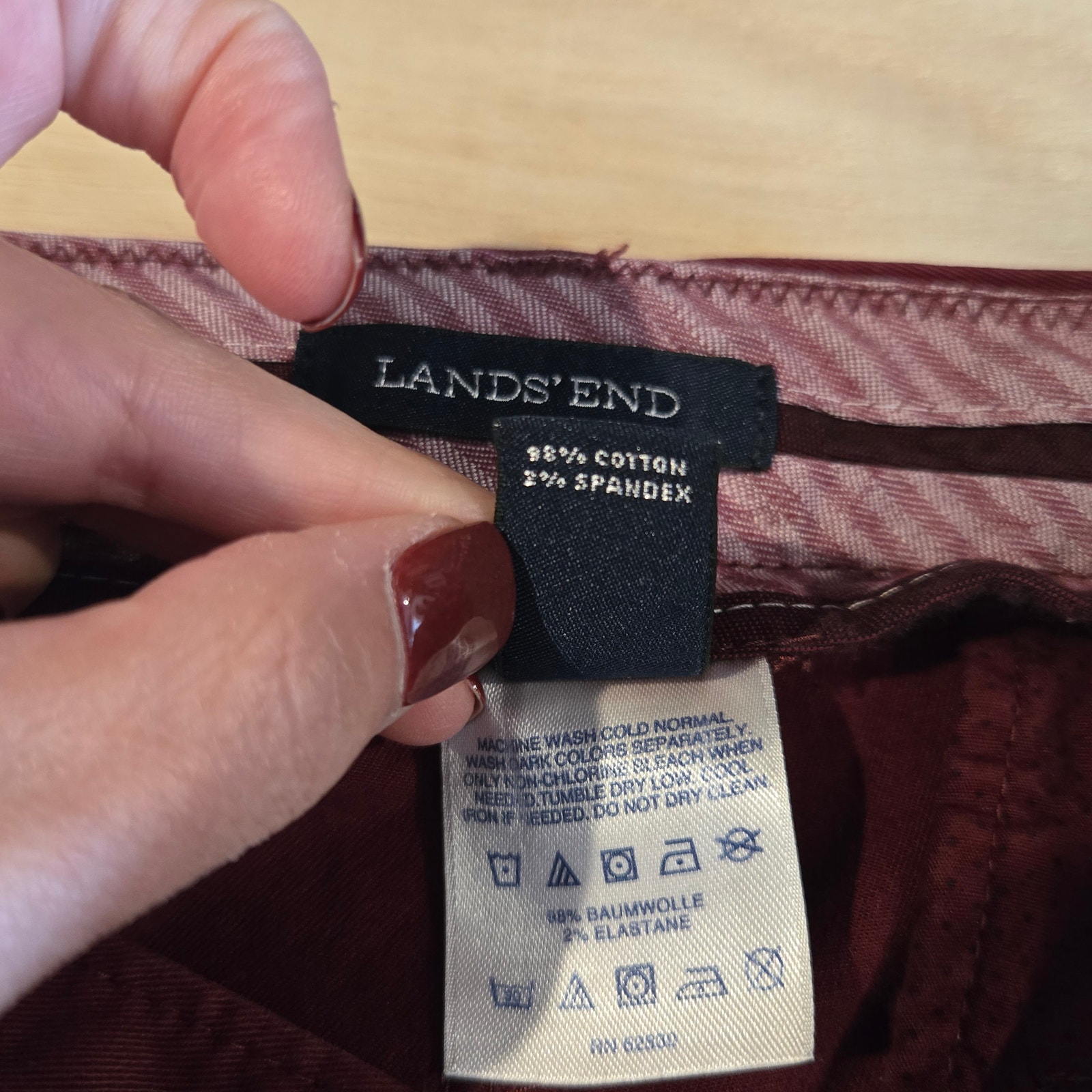 Lands' End 98% Cotton Pants Sz 12 Fit 1 Slim Leg Cranberry — image 4 of 8